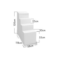 TrendStone Ecktreppe Variofit 118 x 58 cm | H 130 cm 4-stufig für Beckentiefe 150 cm | Polystyrol | Kunststoffbeschichtung
