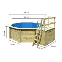 Terrasse für Pool Achteck 400x400 cm | 171x80x124 cm